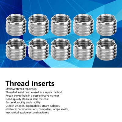10-Piece Stainless Steel Thread Inserts Set for Male and Female ...