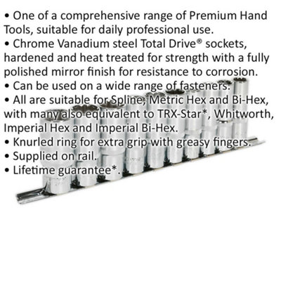 10-Piece Universal Deep Metric Socket Set - 1/2" Drive for Versatile Fastener Applications