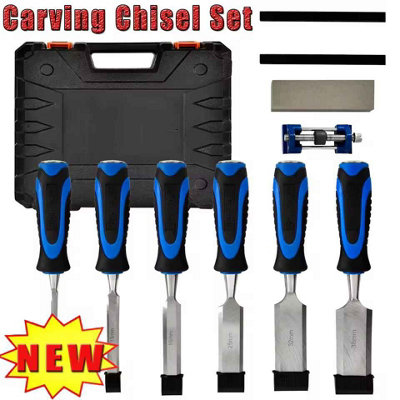 10-Piece Wood Chisel Set, Bevel Edge Wood Carving Chisel,Soft Grip with ...