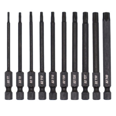 10 pieces 100mm S2 Steel Impact Bits T7-T40