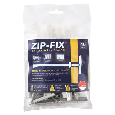10 Pieces-TIMCO Zip-Fix Heavy Duty Cavity Wall Anchors - M6