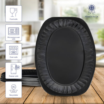 10 Pk Coppice Black Oval Aluminium Foil Platters for Parties, Buffets & Entertaining 35 x 24cm. Food Safe