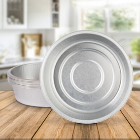 10 Pk Coppice Deep Round Aluminium Foil Pie Dish for Baking, Serving & Food Storage 18 x 5.5cm Freezer, Microwave & Oven Safe