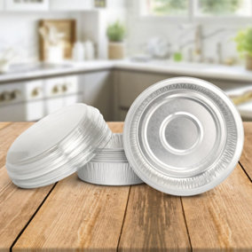 10 Pk Coppice Small Round Aluminium Foil Pie Dish with Plastic Lid for Baking, Serving & Food Storage 15 x 4cm