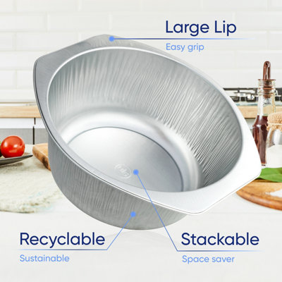 10 Pk Coppice Strong Aluminium Foil Pudding Basin for Baking, Mixing & Serving 18 x 18 x 8.5cm. Freezer, Microwave & Oven Safe