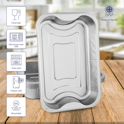 10 Pk Coppice Strong Aluminium Foil Trays for Baking, BBQ, Roasting & Grilling 29 x 19 x 5cm. Freezer, Microwave & Oven Safe