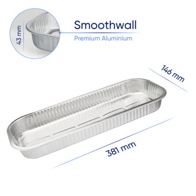 10 Pk Coppice Strong Long Aluminium Foil Tray for BBQ Ribs & Fish 38 x 14.5 x 4cm. Freezer, Oven & Food Safe