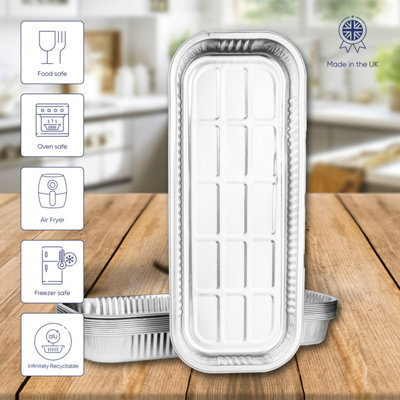 10 Pk Coppice Strong Long Aluminium Foil Tray for BBQ Ribs & Fish 38 x 14.5 x 4cm. Freezer, Oven & Food Safe