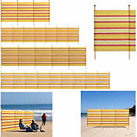 10 Pole Extra Tall Colorful Wind Break for Camping Holiday Pole Wooden Windbreak Beach Camping Windbreaker Striped 5ft X 15ft