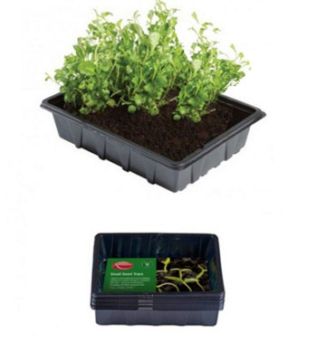 10 Small Seed Trays Half Size Plastic Seeding Starter Tray Reusable 21.5 x 17cm