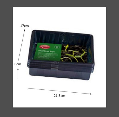 10 Small Seed Trays Half Size Plastic Seeding Starter Tray Reusable 21.5 x 17cm