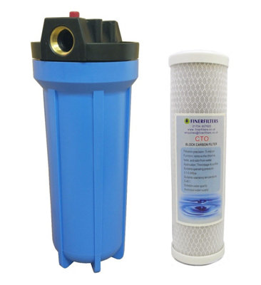 10" Standard Blue Water Filter Housing with 3/4" Ports, PRV & 5 Micron Carbon Block Filter