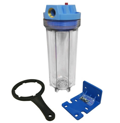 10" Standard Clear Water Filter Housing with 3/4" BSP Ports & Pressure Release Valve