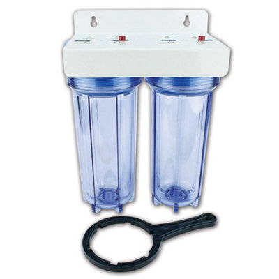 10" Standard Double Water Filter Housing with 3/4" BSP Brass Ports