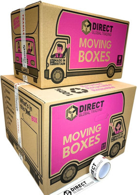 10 Strong Extra Large and 10 Large Strong Cardboard Storage Packing Boxes Quality 66 Metre Roll of Fragile Moving House Kit