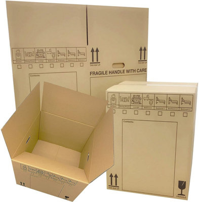 10 Strong Extra Large Cardboard Storage Packing Moving House Boxes with Carry Handles and Room List 53cm x 53cm x 41cm 115 Litres - 4