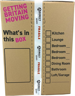 10 Strong Extra Large Tall Strong Cardboard Storage Packing Moving House Boxes Fragile Tape 60cm x 44cm x 44.5cm 115 Litres - 3