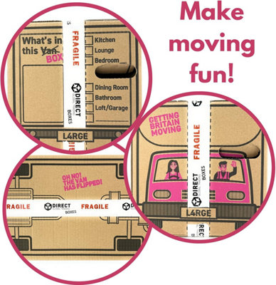 10 Strong Large Cardboard Storage Packing Moving House Boxes with Fragile Tape 52cm x 30cm x 30cm 47 Litres Carry Handles and Room - 4