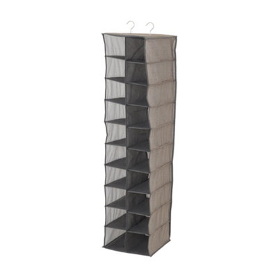 10-Tier 20 Compartments Non-Woven Hanging Shoe Storage Organiser for Wardrobe Shoe Rack, Grey