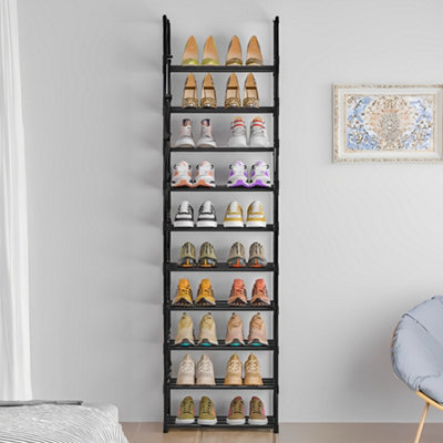 10 Tier Black Metal Shoe Rack Shoe Storage Organizer Shoe Shelf