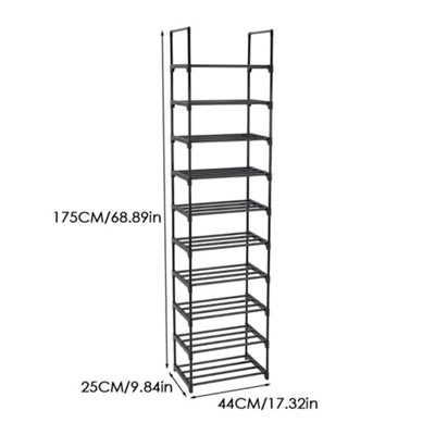 10 Tier Black Metal Shoe Rack Shoe Storage Organizer Shoe Shelf - 8