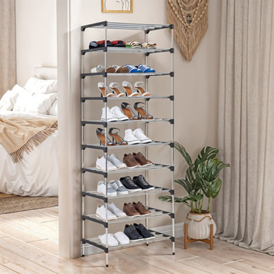 10 Tier Detachable Steel Tube Shoe Rack at the Entrance