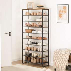 10-Tier Shoe Rack, Large Capacity Shoe Storage Organizer, Shoe Storage Unit for 27-36 Pairs of Shoes, Tall Shoe Shelf, Detachable