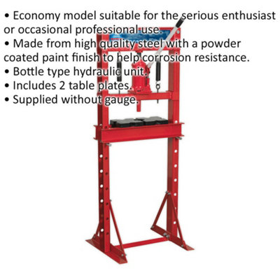 10 Tonne Hydraulic Press - Floor Type - Bottle Hydraulic Unit - 2 x Table Plates