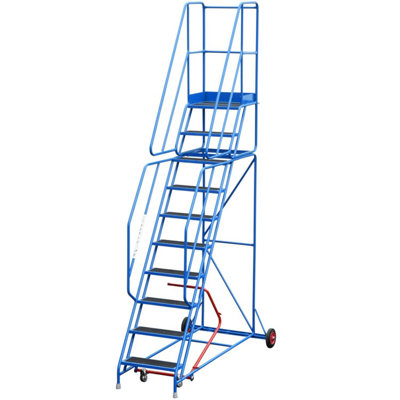 10 Tread Mobile Warehouse Stairs Anti Slip Steps 3.5m Portable Safety Ladder