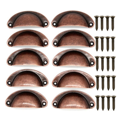 10 Vintage Shell Handle for Drawer Cabinet Furniture Kitchen, Curved ...