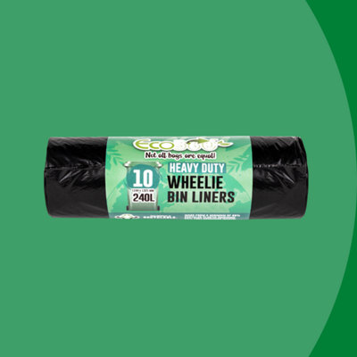 10 Wheelie Bin Liners - Black - 240L