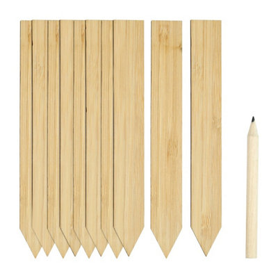 10 Wooden Bamboo Plant Labels With Pencil Garden Pot Markers 15cm