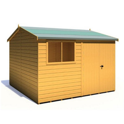 10 x 10 (2.99m x 2.99m) - Reverse Tongue & Groove - Garden Shed / Workshop - 2 Windows - Double Doors