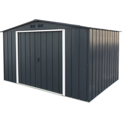 10 x 10 Apex Metal Garden Shed - Anthracite Grey (10ft x 10ft / 10' x 10' / 3.2m x 3.0m)