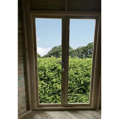 10 x 10 CORNER Pressure Treated T&G Pent Summerhouse + Safety Toughened Glass + Euro Lock + Key (10' x 10' /10ft x 10ft) - 5