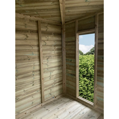 10 x 10 CORNER Pressure Treated T&G Pent Summerhouse + Safety Toughened Glass + Euro Lock + Key (10' x 10' /10ft x 10ft) - 6