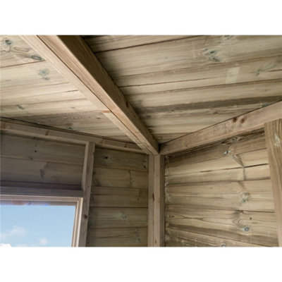 10 x 10 CORNER Pressure Treated T&G Pent Summerhouse + Safety Toughened Glass + Euro Lock + Key (10' x 10' /10ft x 10ft) - 7
