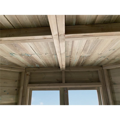 10 x 10 CORNER Pressure Treated T&G Pent Summerhouse + Safety Toughened Glass + Euro Lock + Key (10' x 10' /10ft x 10ft) - 8