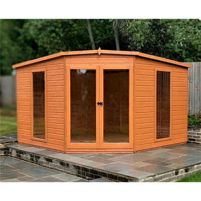 10 x 10 Corner Wooden Summerhouse with Double Doors