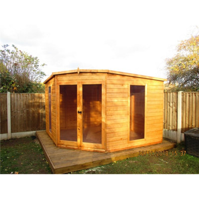 10 x 10 Corner Wooden Summerhouse with Double Doors - 6
