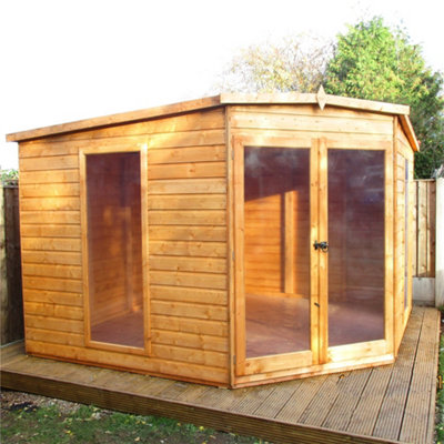 10 x 10 Corner Wooden Summerhouse with Double Doors - 7