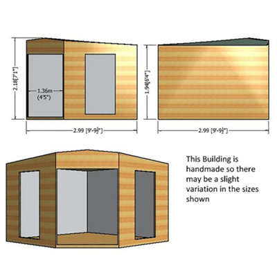 10 x 10 Corner Wooden Summerhouse with Double Doors - 8