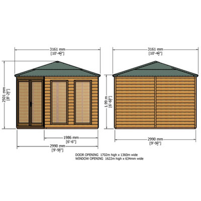 10 x 10 Corner Wooden Summerhouse - 6