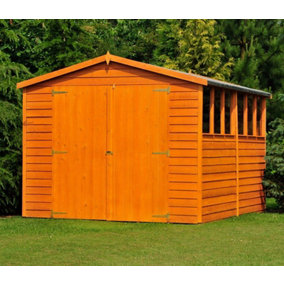 10 x 10 Feet Overlap Dip Treated Apex Shed Double Door with Windows