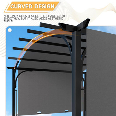 10' x 10' Flat Top Outdoor Pergola with Adjustable  Canopy for Patio Use-Grey - 4