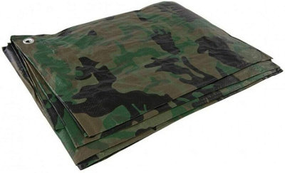 10 x 10 m Tarpaulin Cover - Camo 85GSM - Waterproof, Frost-Resistant, UV Protection, Multipurpose, Groundsheet