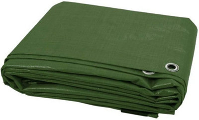 10 x 10 m Tarpaulin Cover - Green 90GSM - Waterproof, Frost-Resistant, UV Protection, Multipurpose, Groundsheet