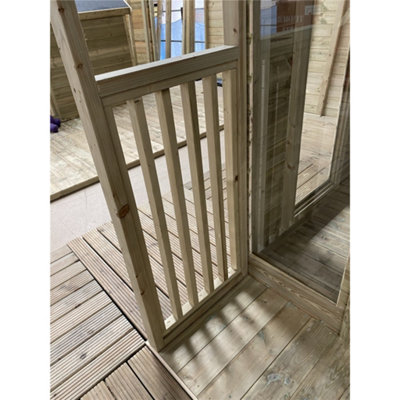 10 x 10 Pressure Treated T&G Apex Wooden Summerhouse + Overhang + Verandah + Lock & Key (10' x 10') / (10ft x 10ft) (10x10) - 8