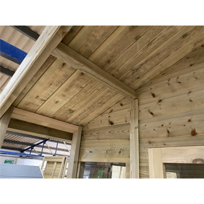10 x 10 Pressure Treated T&G Apex Wooden Summerhouse + Overhang + Verandah + Lock & Key (10' x 10') / (10ft x 10ft) (10x10) - 9