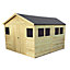 10 x 11 Pressure Treated T&G Wooden Apex Garden Shed / Workshop + 6 Windows + Double Doors (10' x 11' / 10ft x 11ft) (10x11)